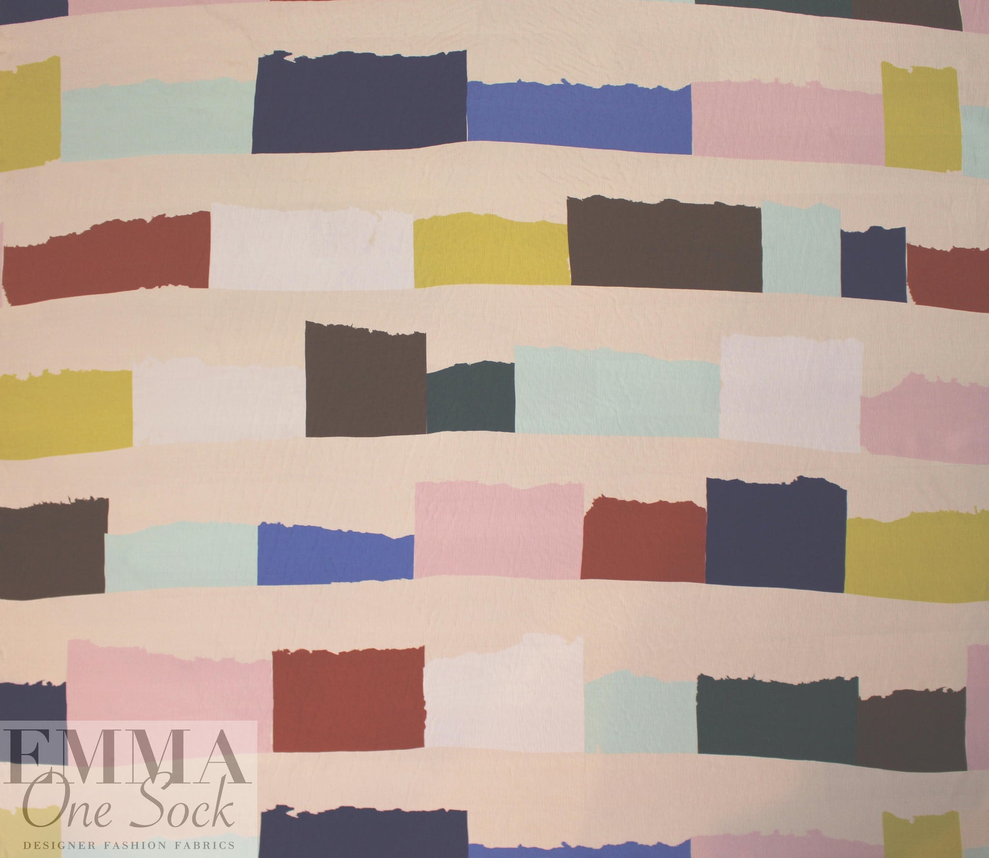 Whit NY color block collage crinkle silk chiffon 1.5 yd
