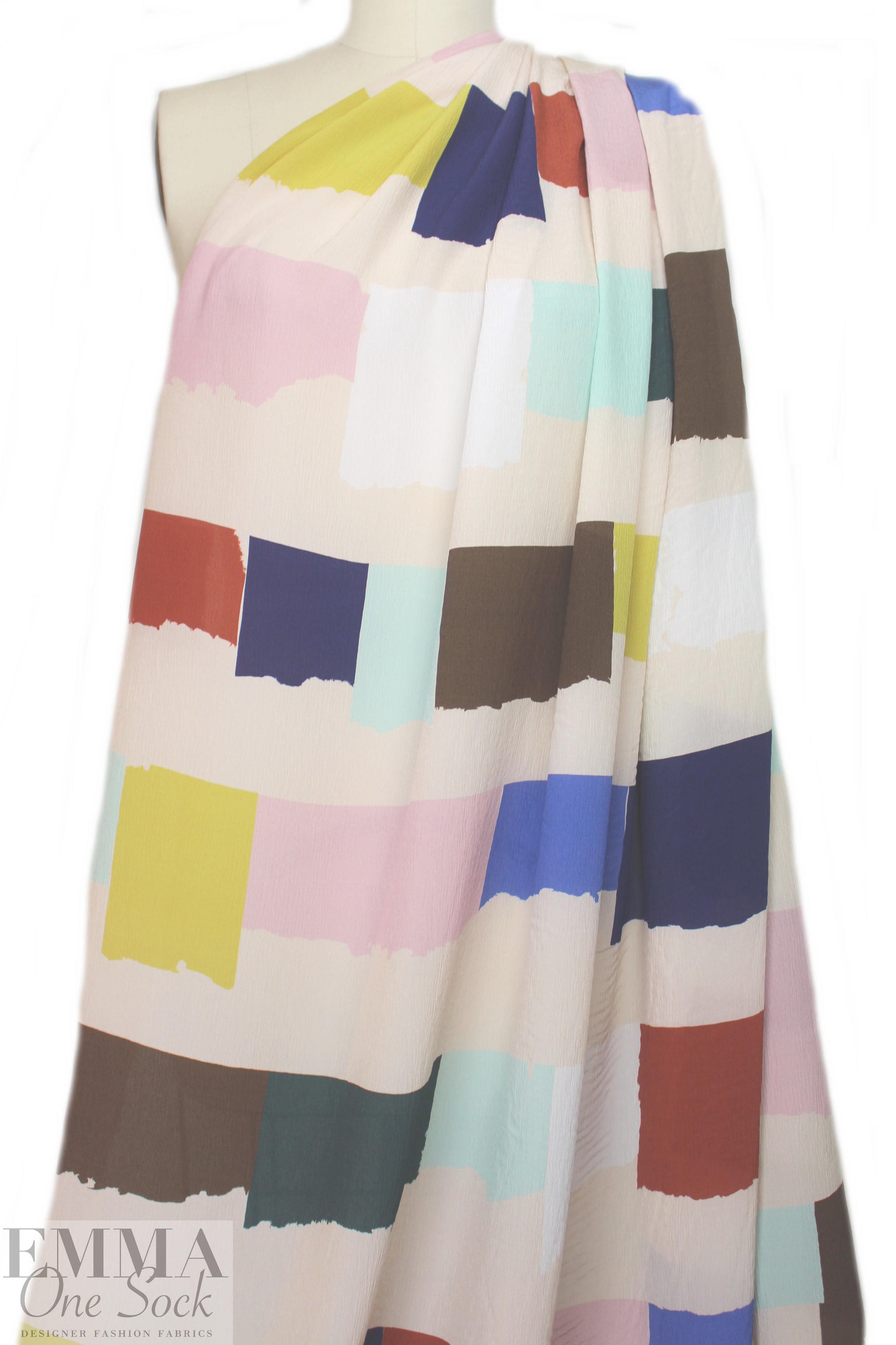 Whit NY color block collage crinkle silk chiffon