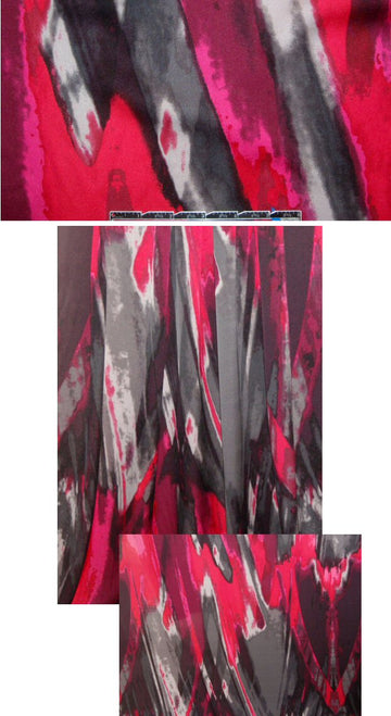 NY designer burgundy/hot pink abstract stretch silk