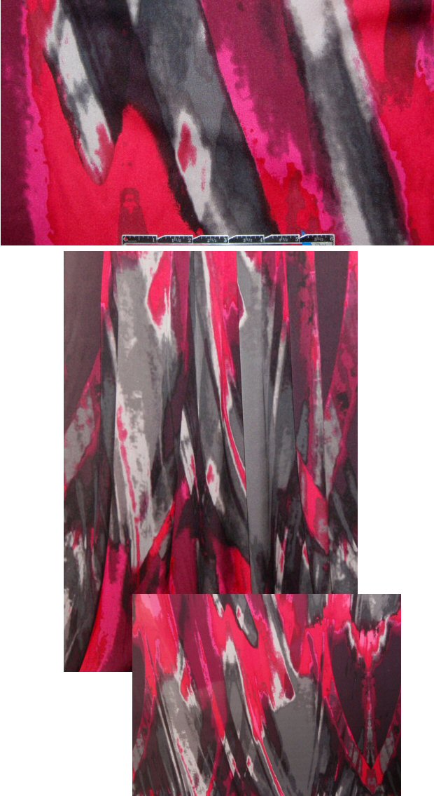 NY designer burgundy/hot pink abstract stretch silk 1.33 yds