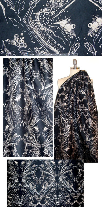 designer lyrical medallion silk/cotton faille 2 yds