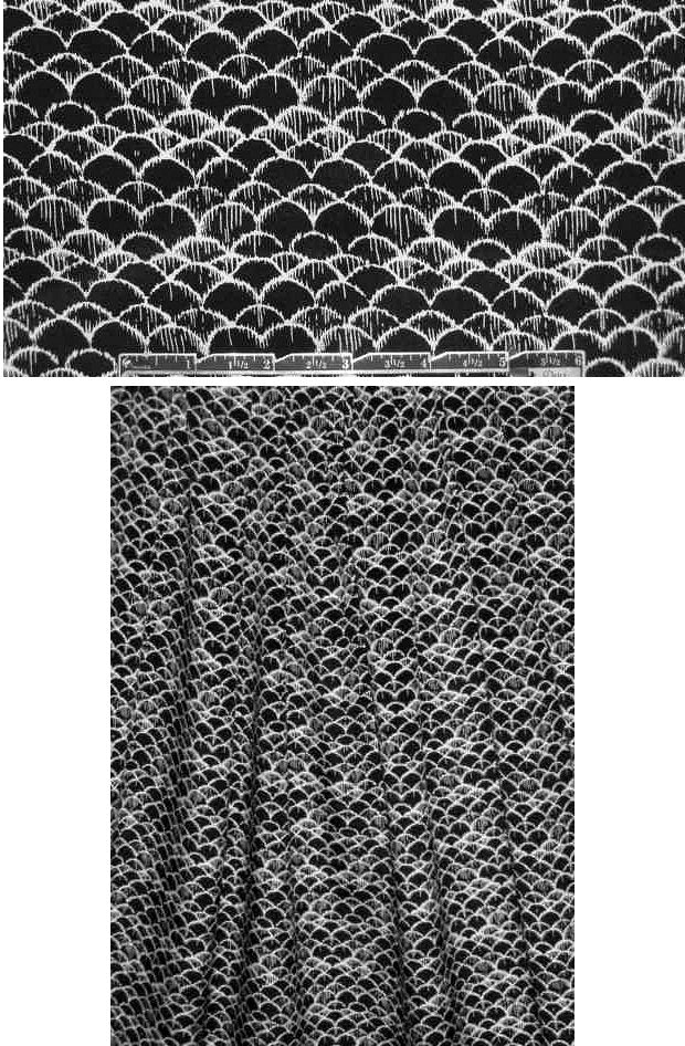 NY designer b/w scallop graphic silk stretch woven