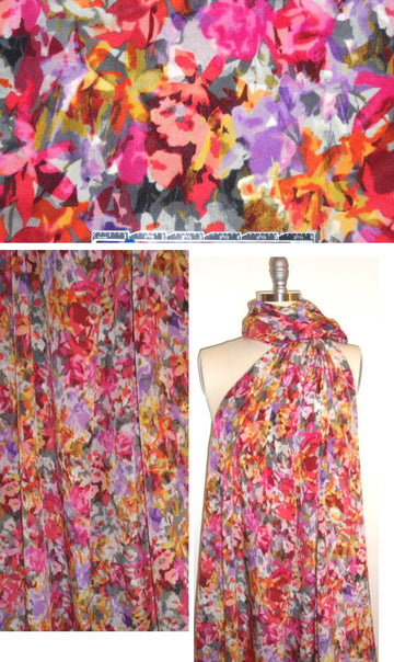 NY designer silk crepe de chine - colorful floral