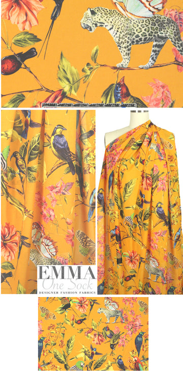 NY designer 'aviary phantasm' stretch silk georgette .875 yds