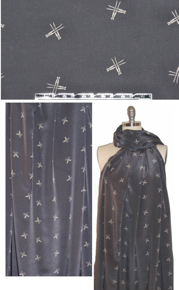 NY designer 'clothes pins' graphic silk blouseweight