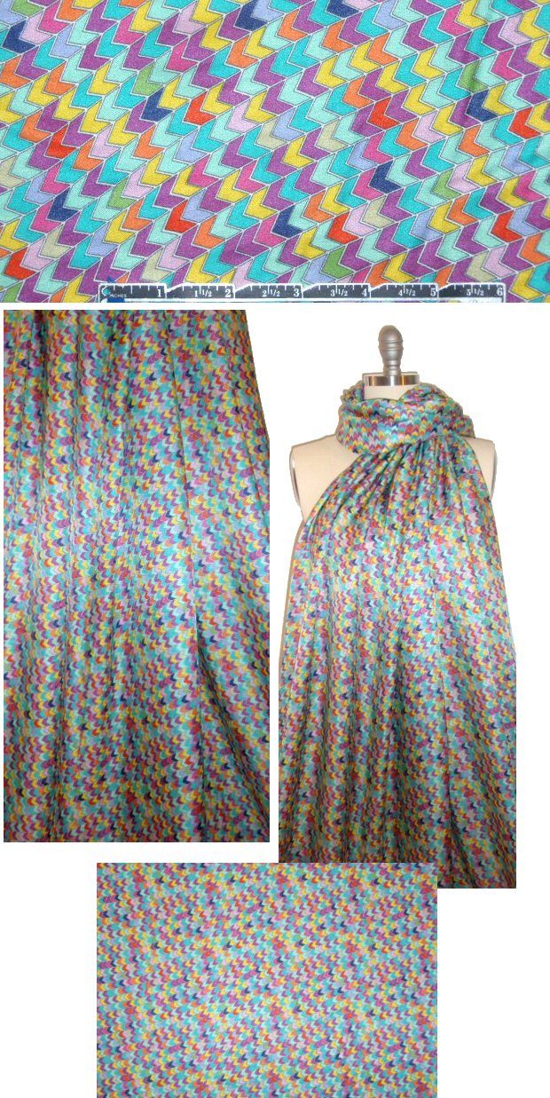 Italian arrow graphic silk/viscose blouseweight 1.25 yds