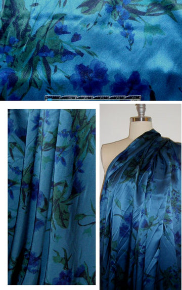 NY designer indigo floral silk cdc 2 yards