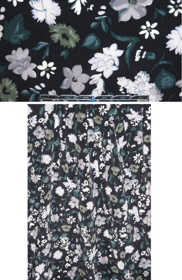 Marc J. black/mallard/white floral silk blouseweight