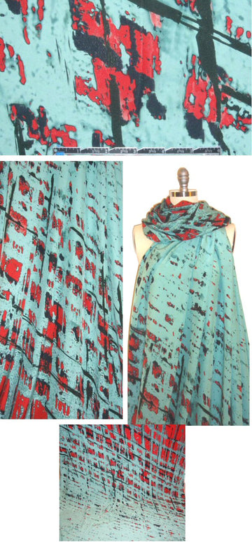 Italian red/aqua ombre *ONE FULL PANEL* 1.8 yds
