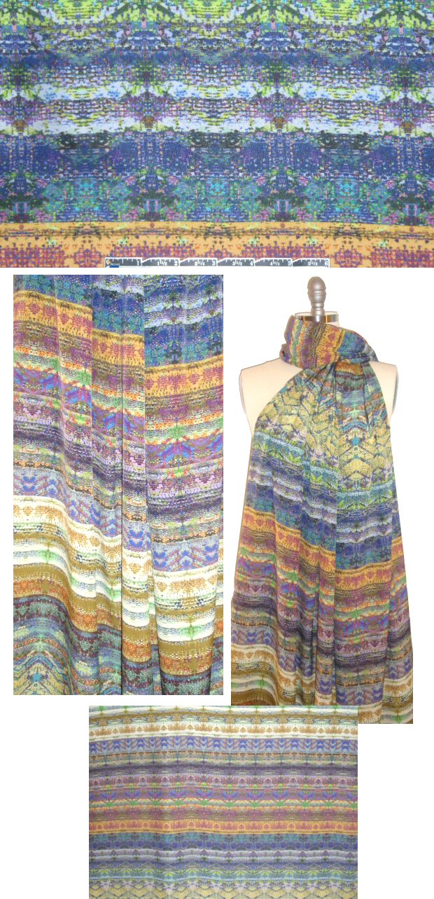 Italian colorful patterned stripes silk blouseweight
