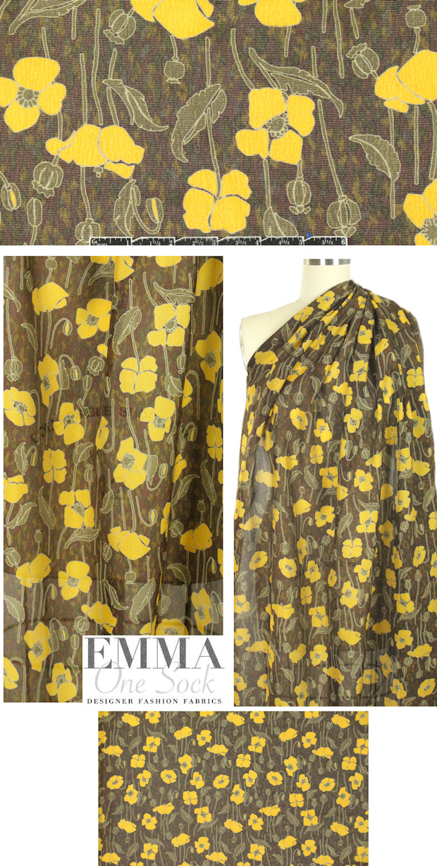NY designerdijon floral silk textured woven .66 yds