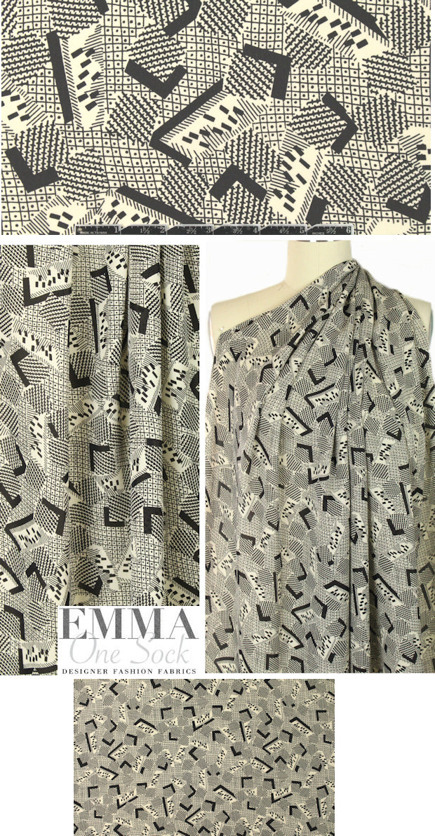 Tah@ri 'domino scribble' silk georgette