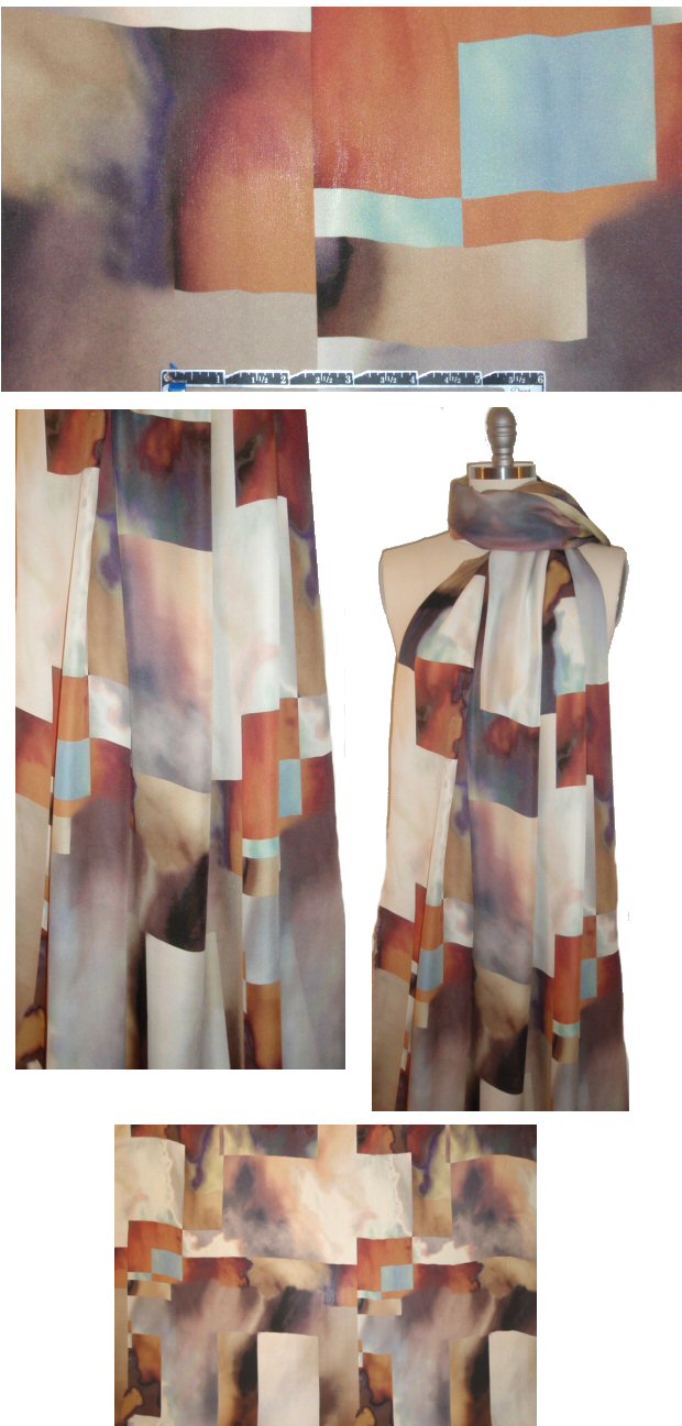 NY designer earthy abstract silk double georgette