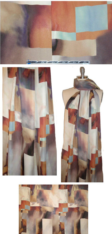 NY designer earthy abstract silk double georgette