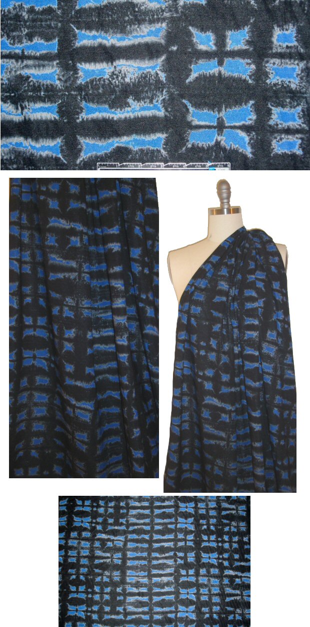 NY designer 'sapphire edge' silk stretch woven