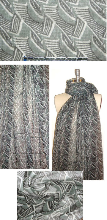NY designer eucalyptus/black textured silk sheer 1.2 yds