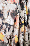 NY designer floral ink painting silk stretch charmeuse 1.5 yd