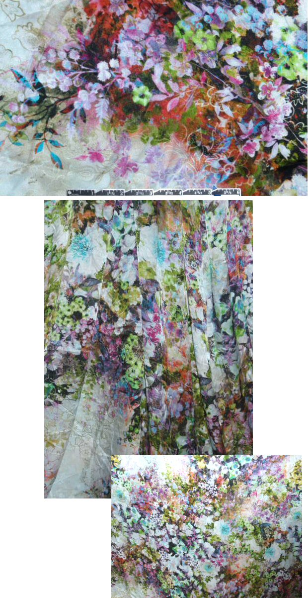 Italian floral bouquet satin face chiffon