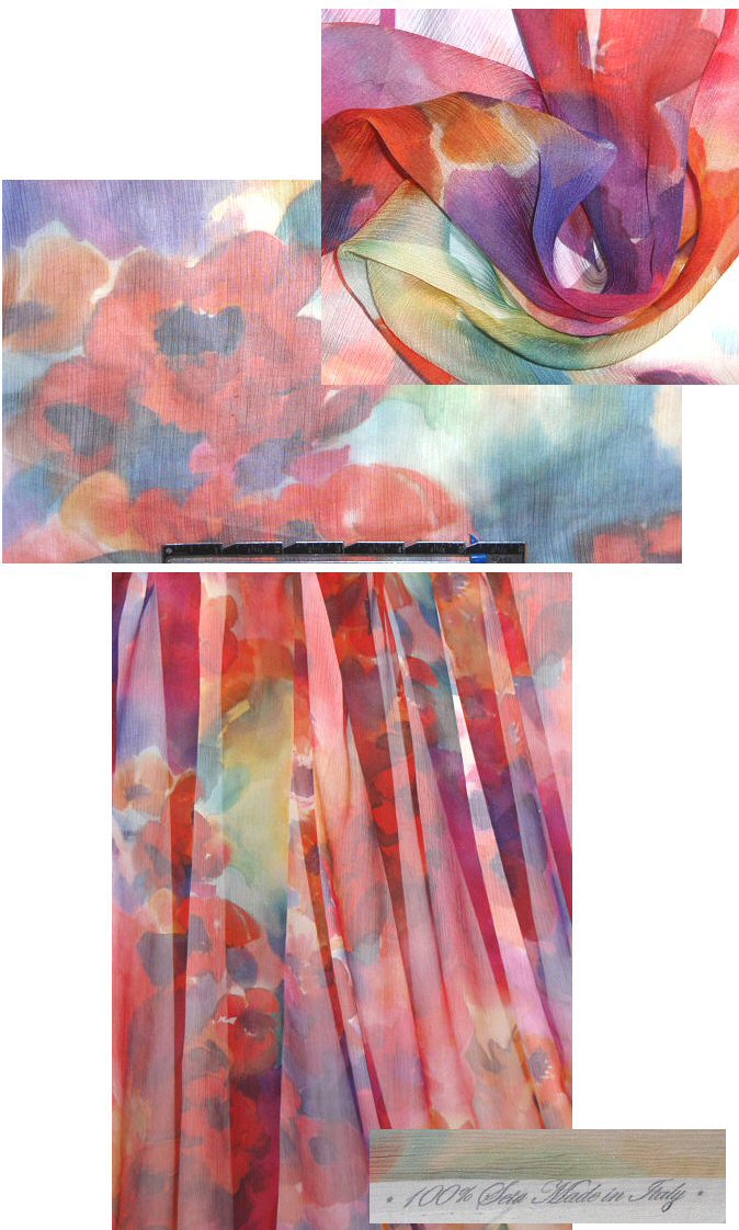 Italian watercolor floral crinkle silk chiffon