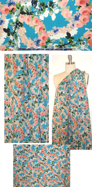 NY designer floral garland silk blouseweight 1 yard
