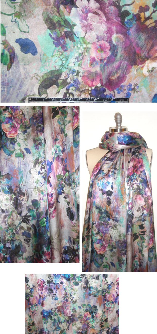 Italian romantic floral bouquet satin chiffon