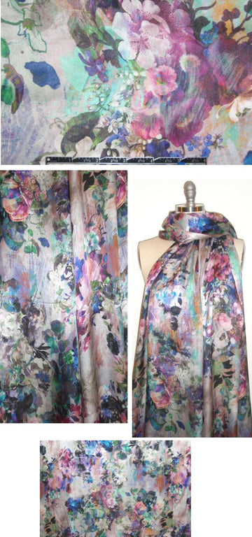 Italian romantic floral bouquet satin chiffon