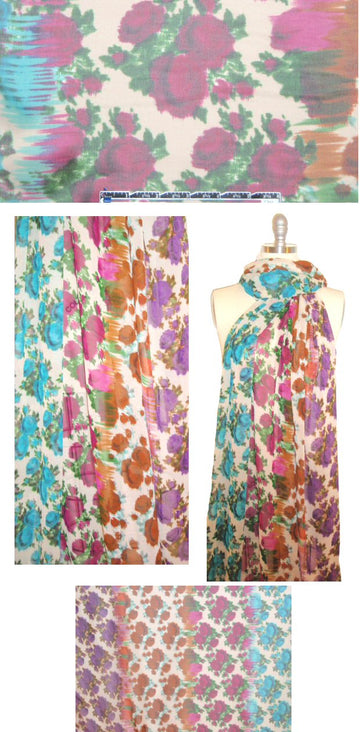NY designer color change floral design silk chiffon 1.66 yds