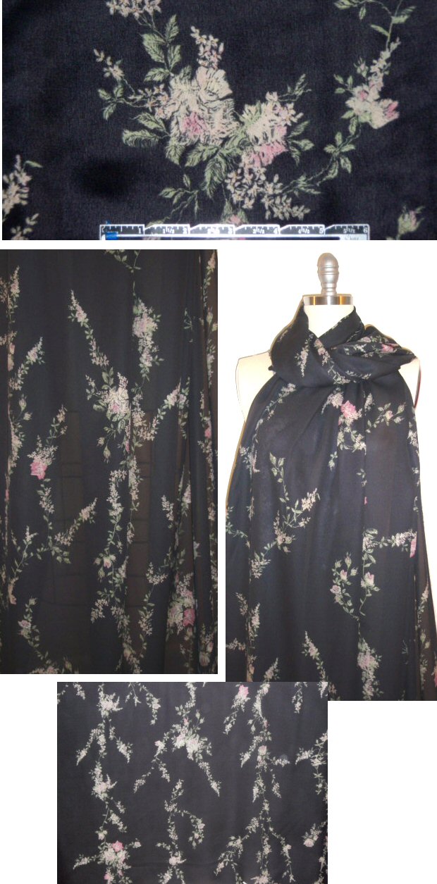 Italian flower cascades silk chiffon 1.375 yd