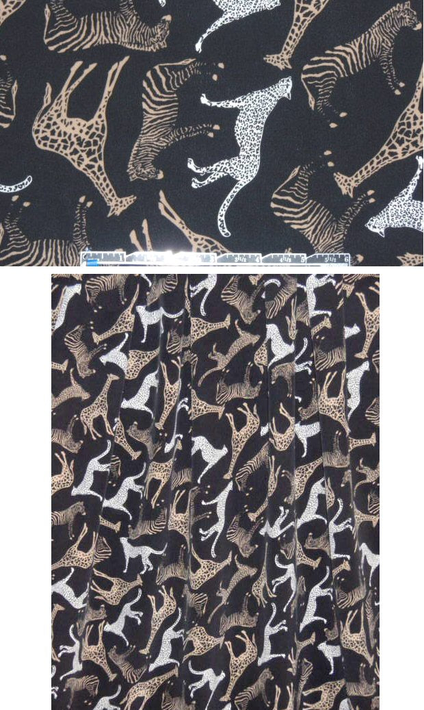 Sun0 zebra/leopard/giraffe print silk CDC .75 yds