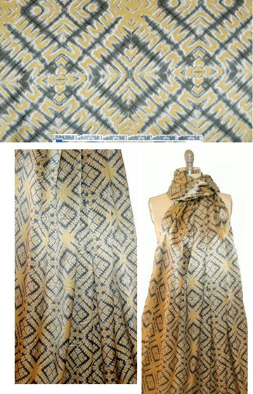 Italian gold/gunmetal edgy graphic silk charmeuse