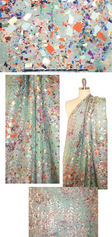 Italian 'gold leaf' confetti print silk woven