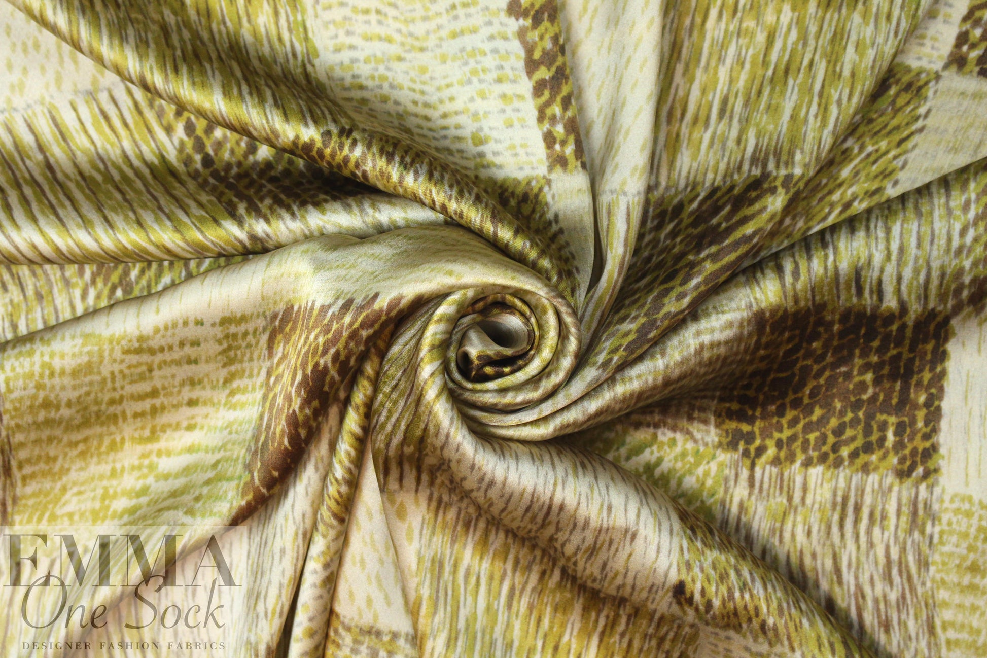Italian gold/mocha patchwork graphic silk charmeuse