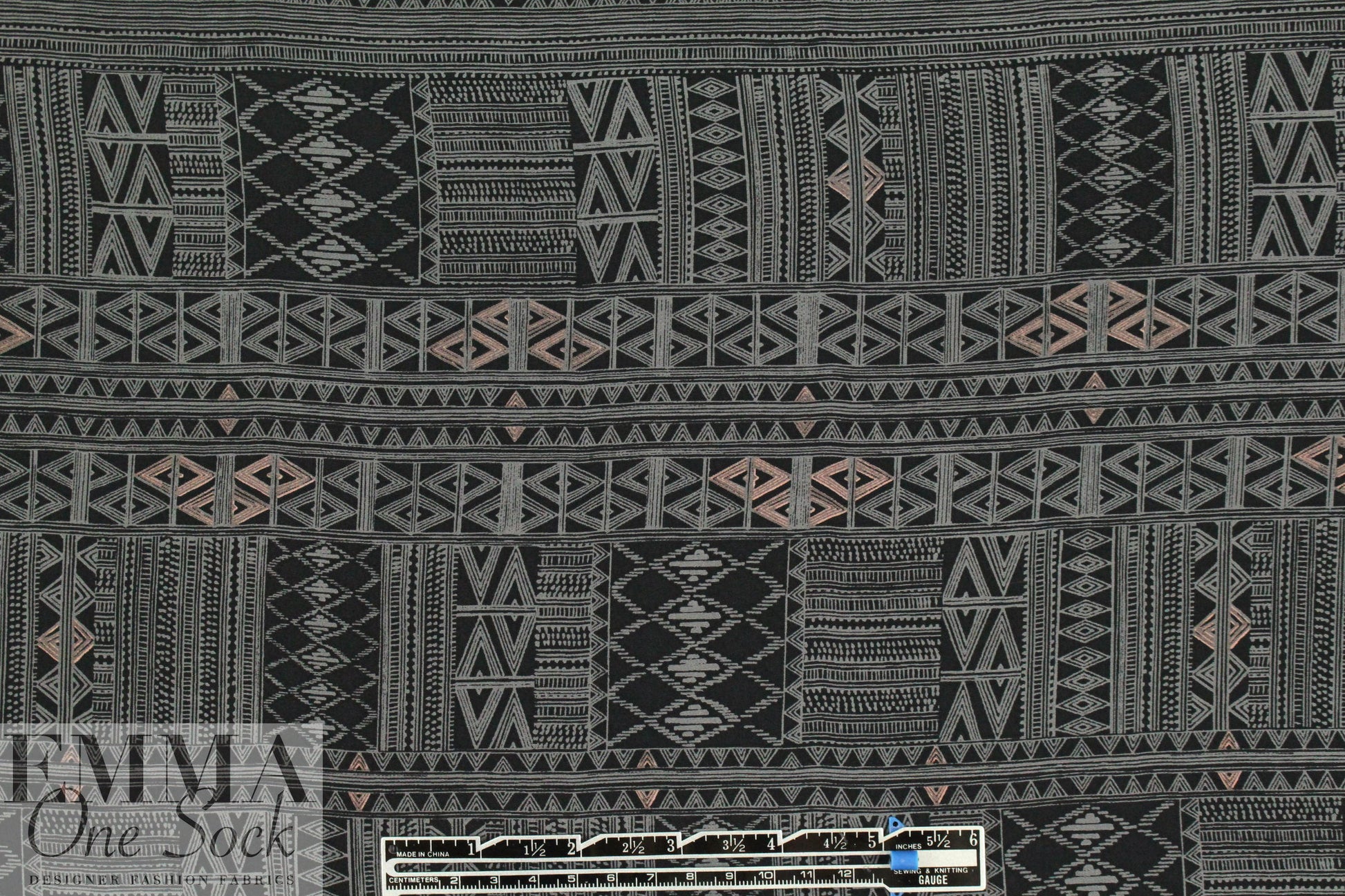 NY designer silk crepe de chine - graphic nocturne