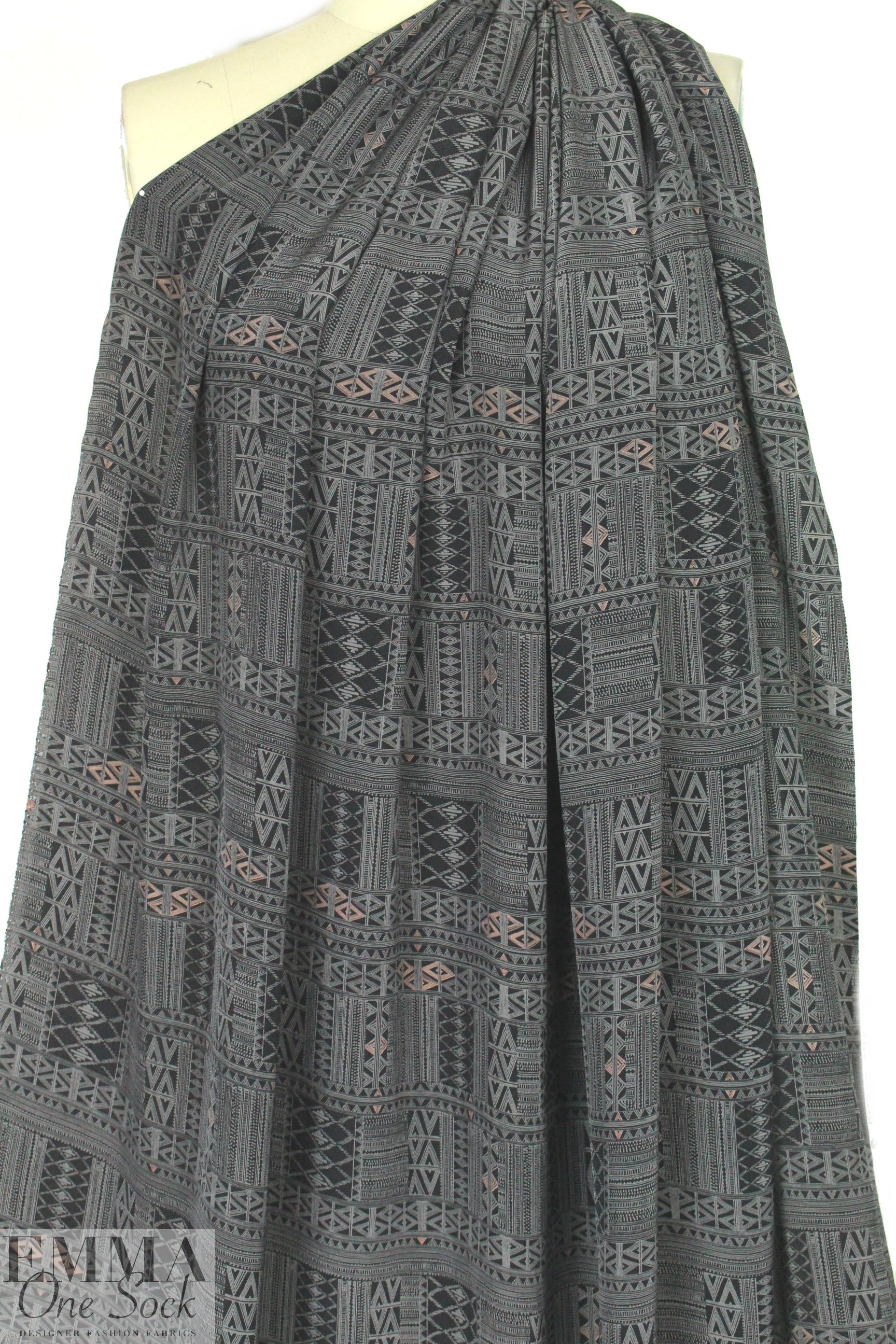 NY designer silk crepe de chine - graphic nocturne