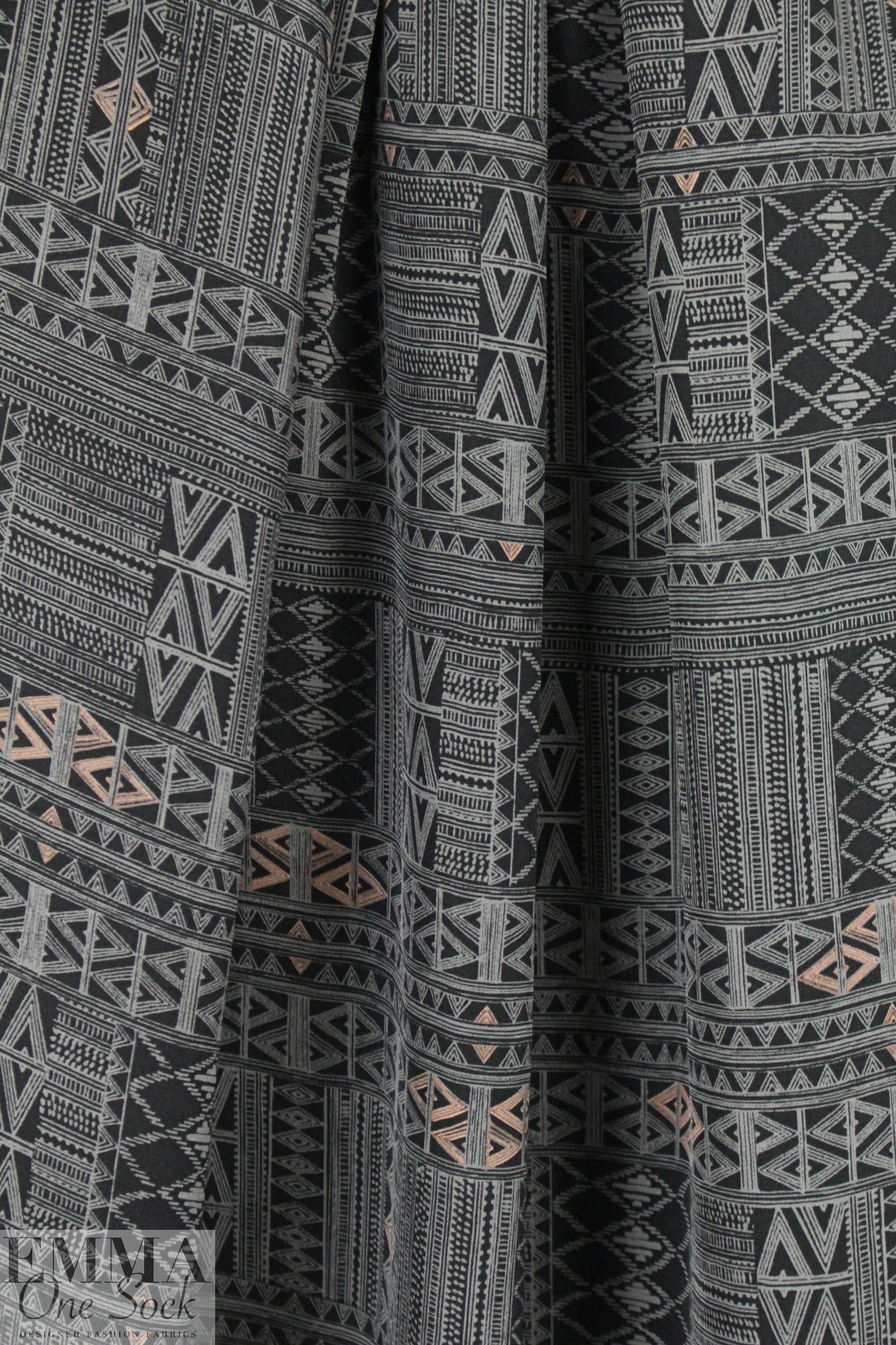 NY designer silk crepe de chine - graphic nocturne