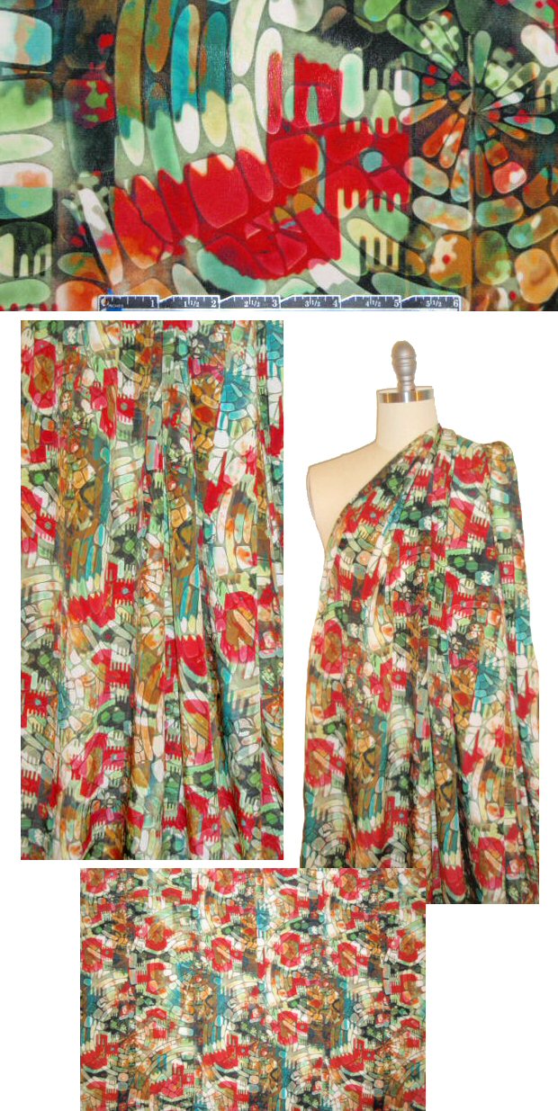 Italian layered shapes graphic silk crepe de chine