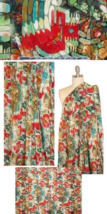 Italian layered shapes graphic silk crepe de chine