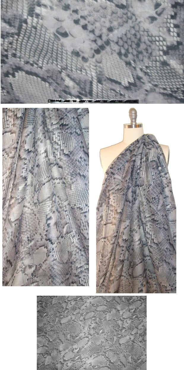 Italian silk/cotton voile sheer - gray python