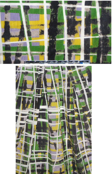 NY designer crosshatch stretch silk - kelly/lemon