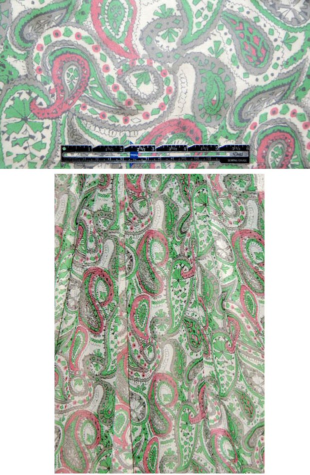 CA designer kelly/pink paisley silk sheer 2 yd