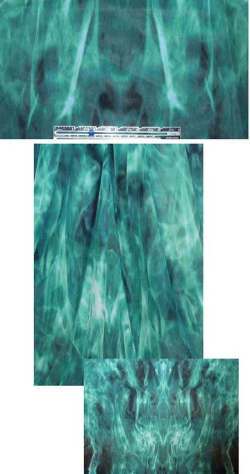 Haute H. tealy greens rorschach smoke silk georgette 2.25 yds