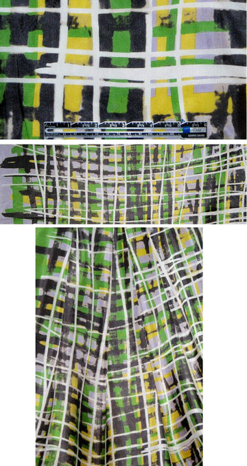 NY designer crosshatch satin chiffon - kelly/lemon 1 yard