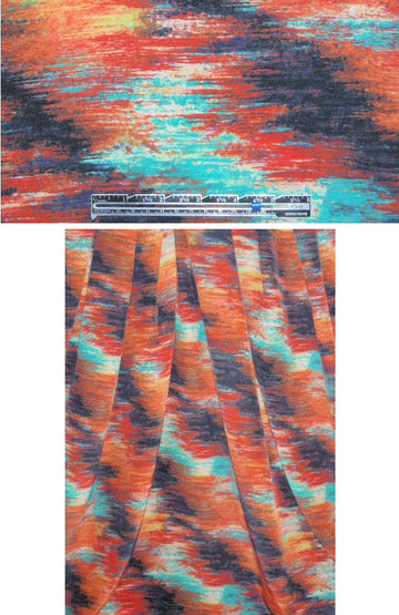 Italian hatchy abstract colorful silk CDC 2 yd