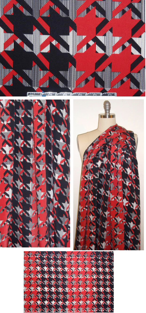 NY designer herringbone graphic silk blouseweight 1.20 yd