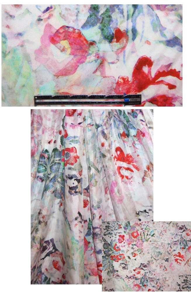 NY designer silk twill print- watercolor floral