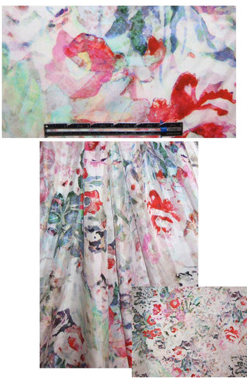 NY designer silk twill print- watercolor floral