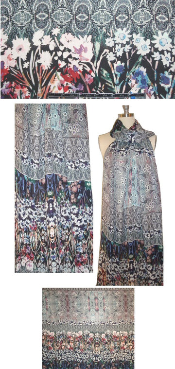 NY designer 'motifs chargés' silk georgette