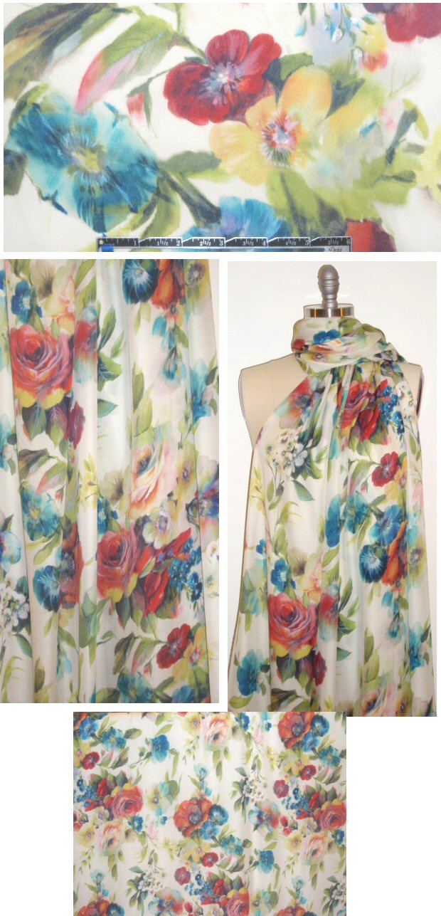 Italian flower garden silk woven blouseweight