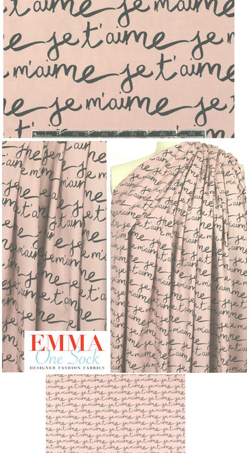 NY designer 'je t'aime, je m'aime' silk chiffon