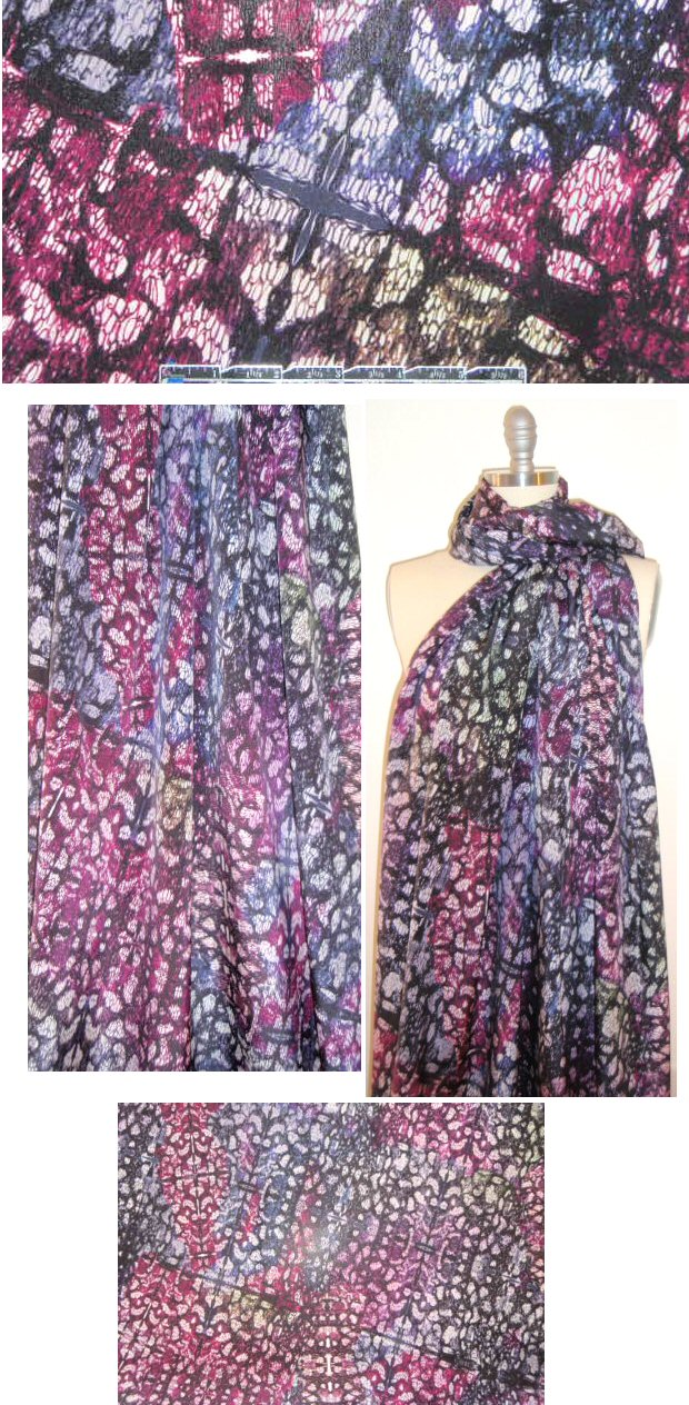 NY designer lacey montage silk crepe de chine